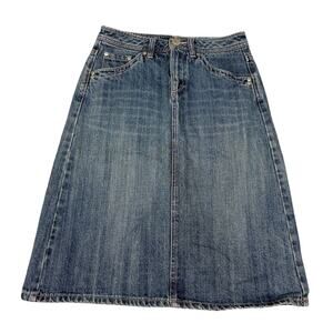 Lindex Womens Size 34 Denim Knee Length Floral Embroidered Skirt